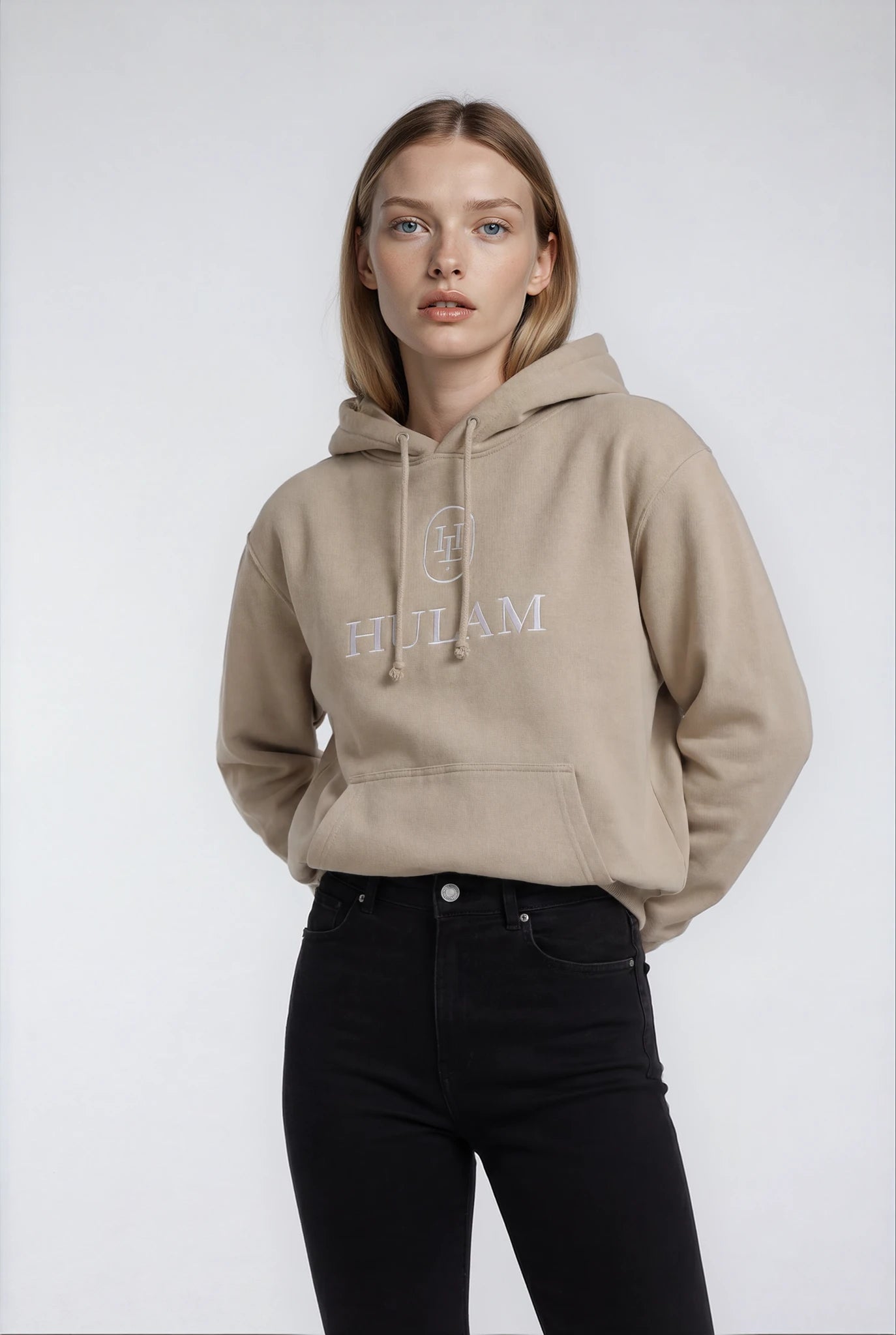 HULAM Unisex French Terry pullover Hoodie Sand beige