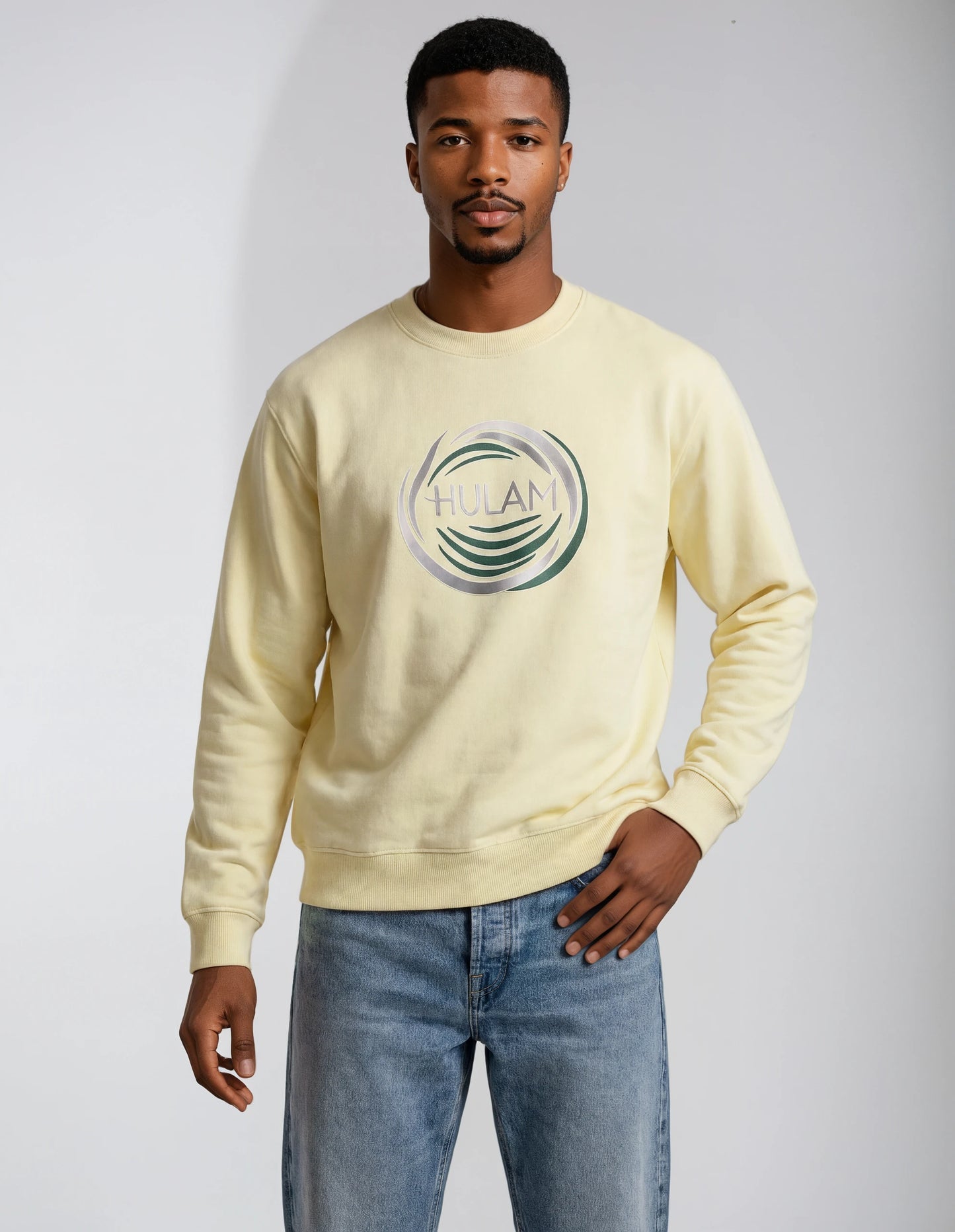 HULAM Unisex French Terry sweatshirt　Frost Yellow