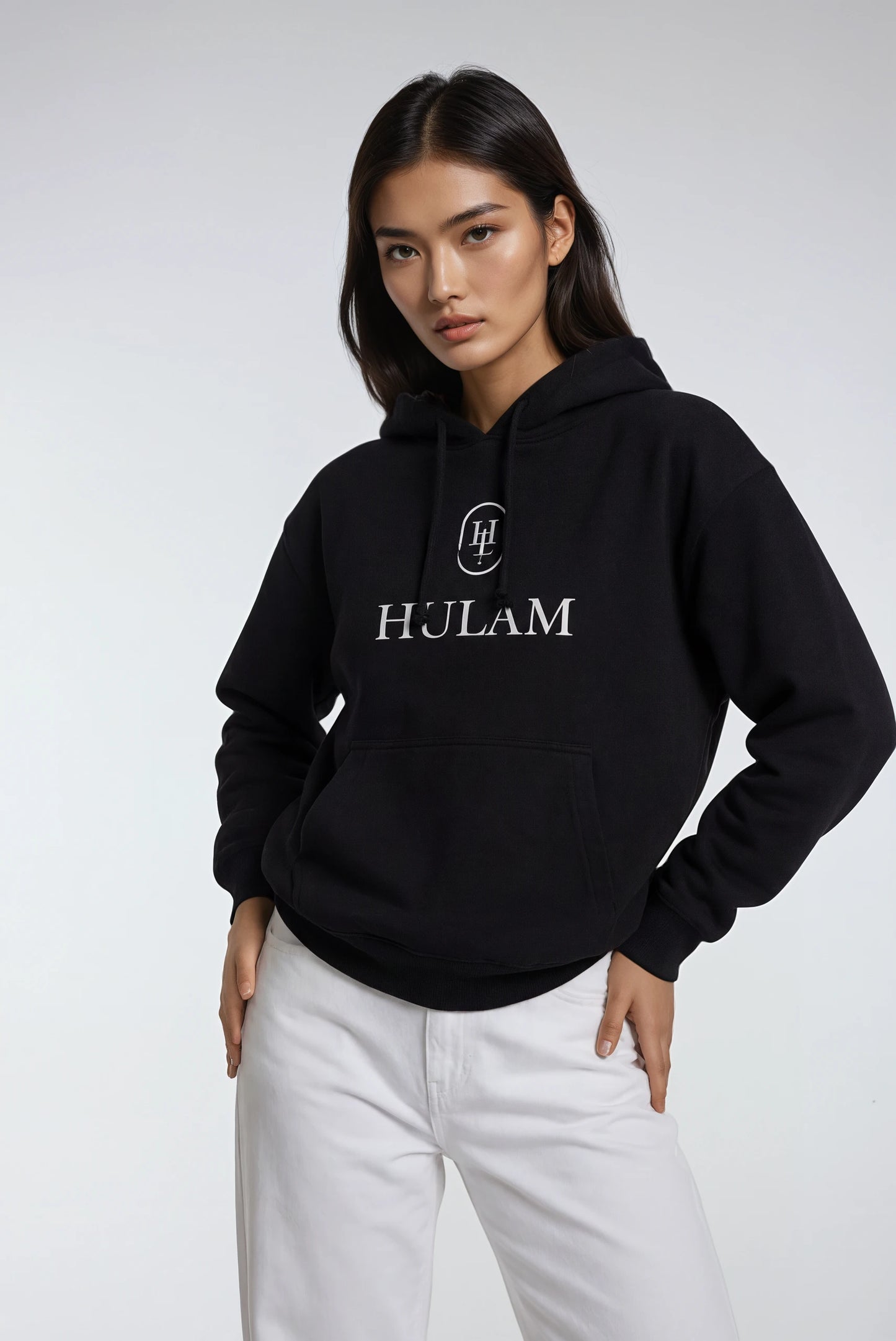 HULAM Unisex French Terry pullover Hoodie  Black
